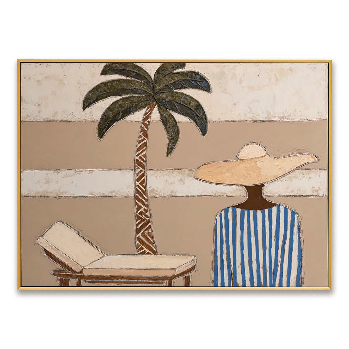 Palmside Pause-Coastal Woman Painting