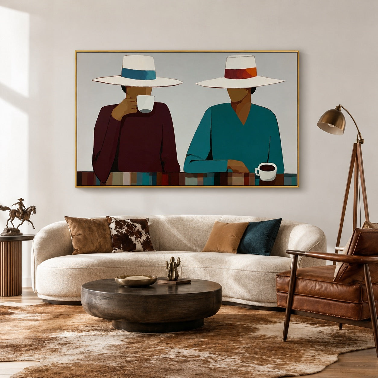Morning Pair-Western Coffee Oil Painting