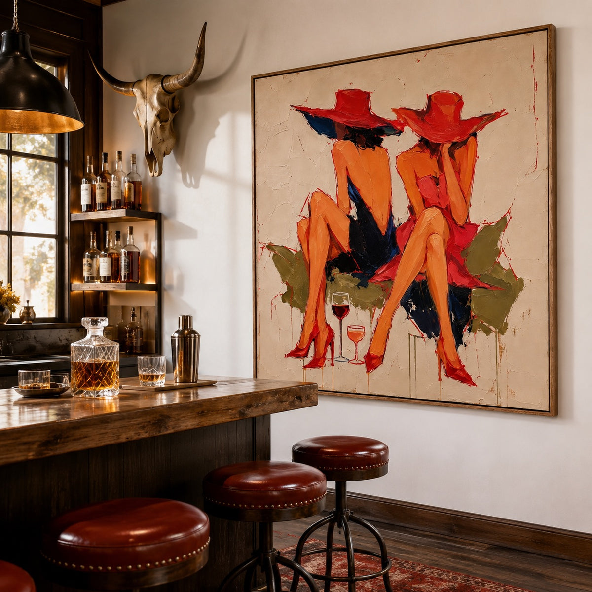 Scarlet Hour-Western Women Oil Painting