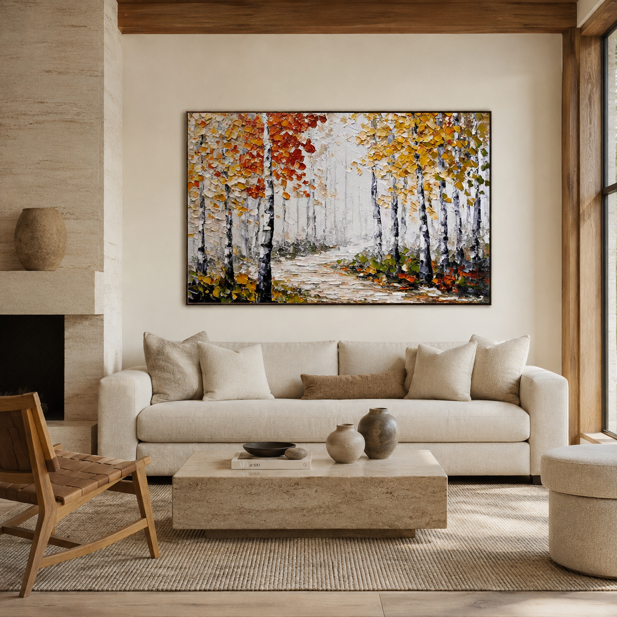 Autumn Birch Pathway-Birch Tree Landscape Wall Art