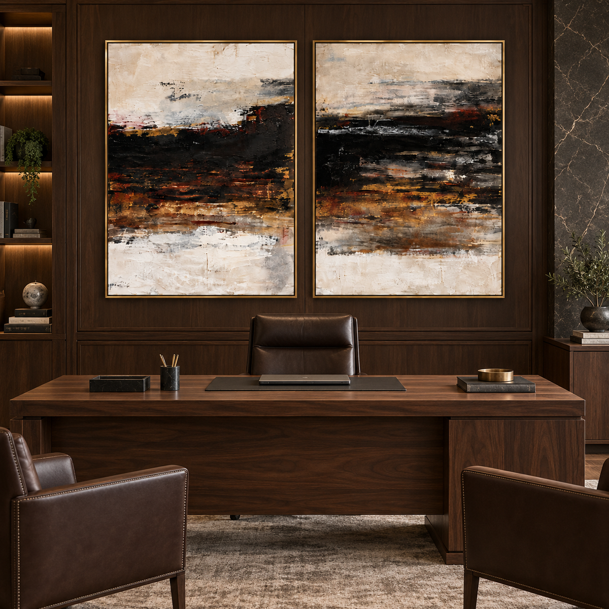Silent Horizon-Diptych Abstract Oil Painting