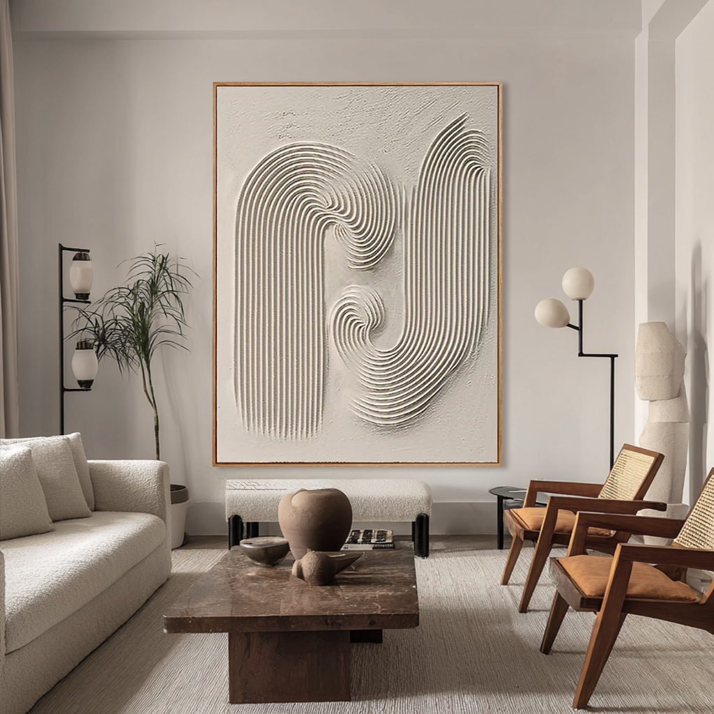 Ivory Current-Textured Abstract Painting