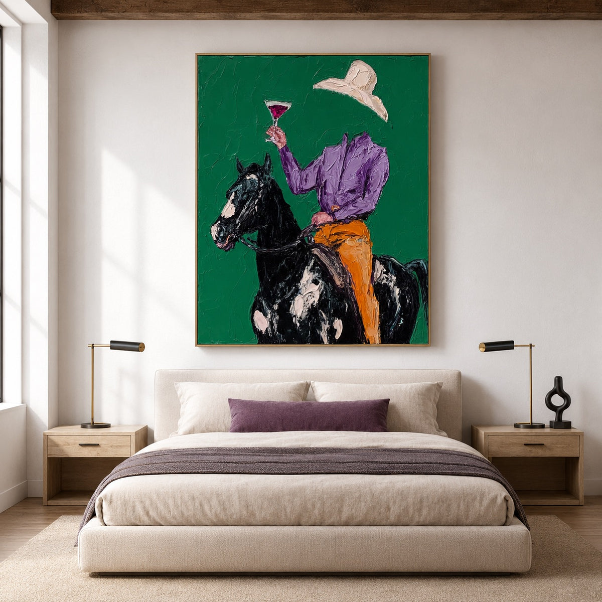 Emerald Toast-Cowboy Horse Oil Painting