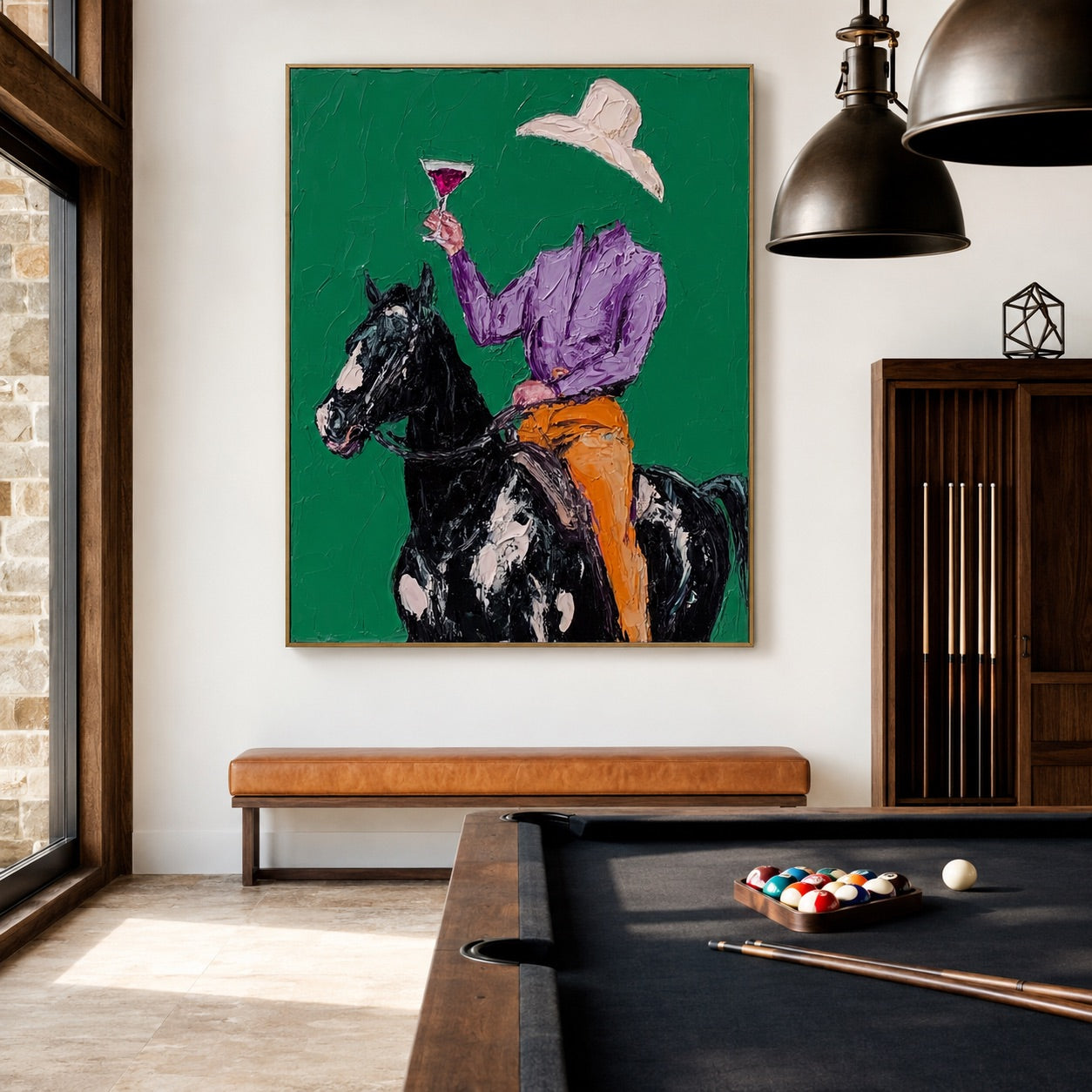 Emerald Toast-Cowboy Horse Oil Painting