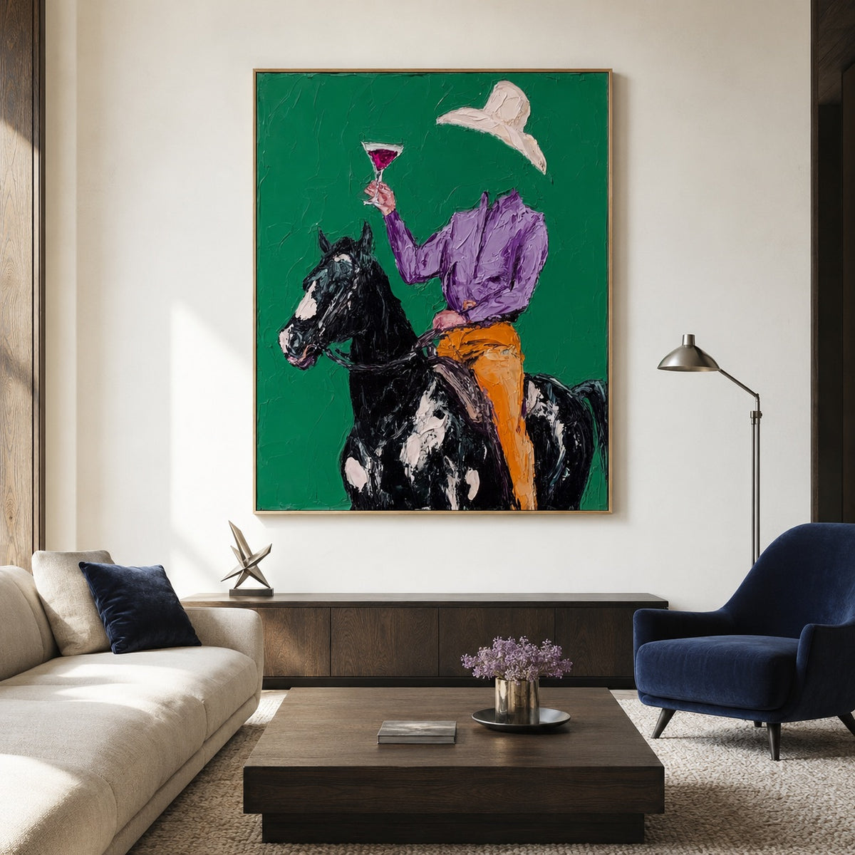 Emerald Toast-Cowboy Horse Oil Painting