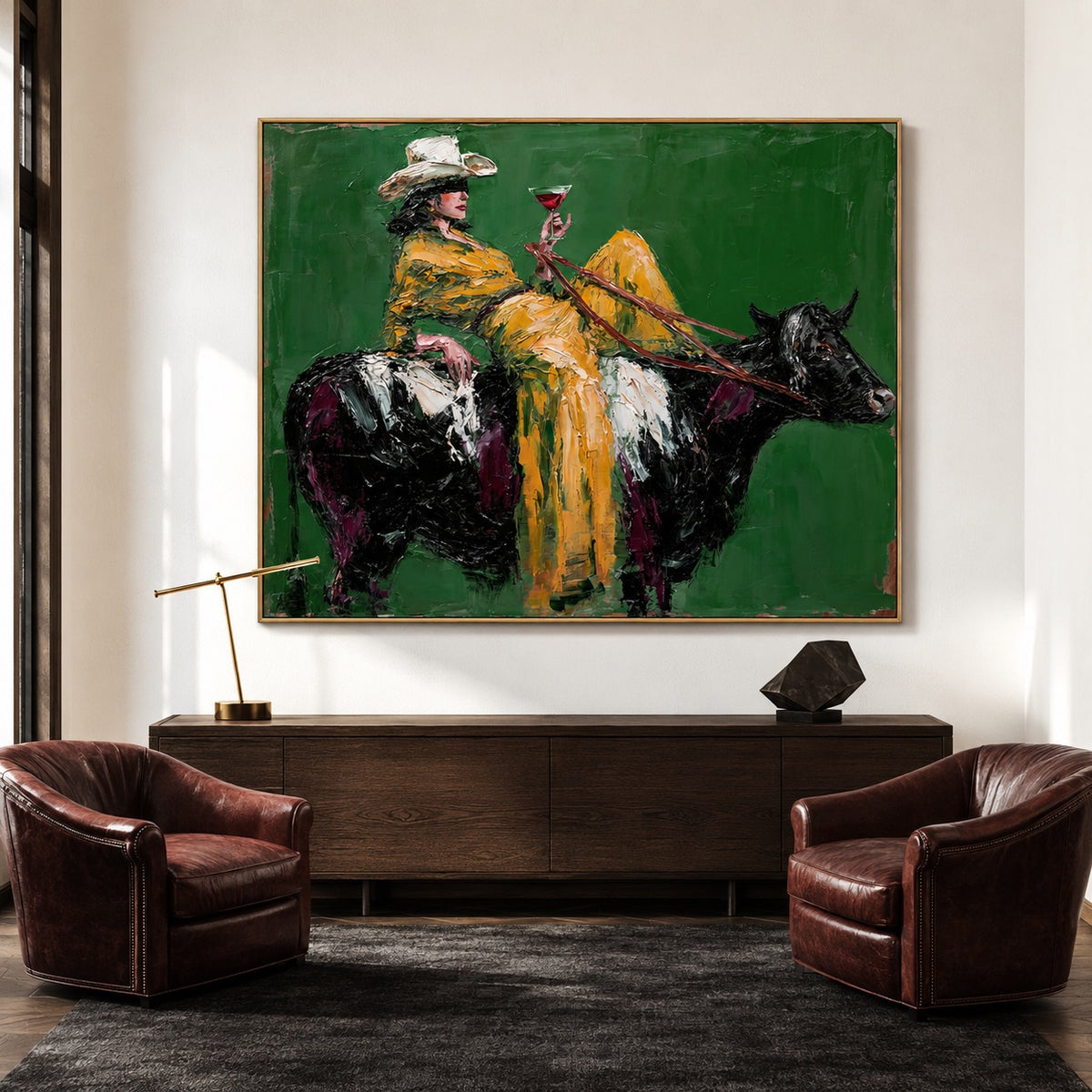 Emerald Ride-Cowgirl Horse Oil Painting
