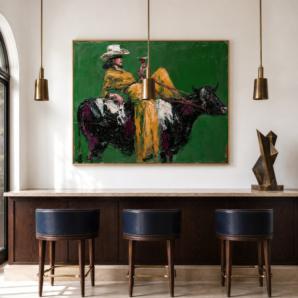Emerald Ride-Cowgirl Horse Oil Painting