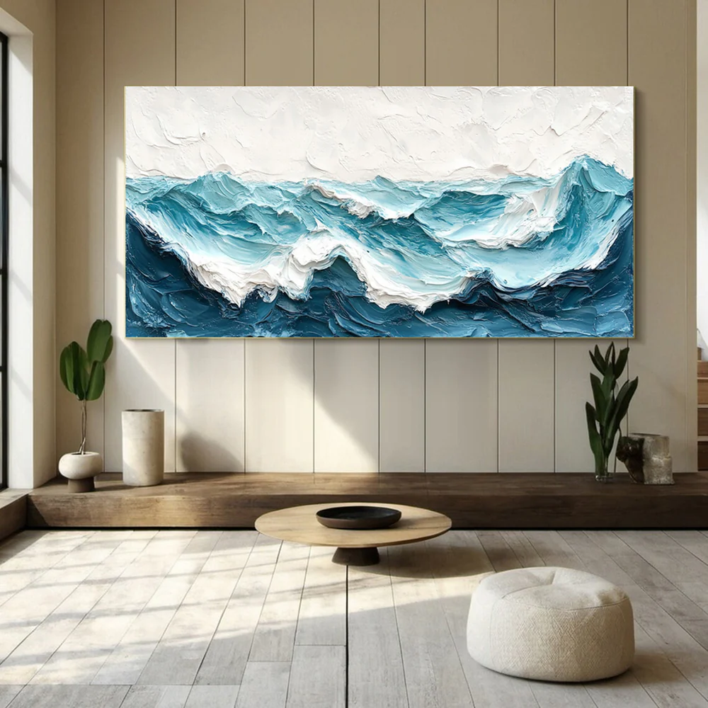 Tidal Ridge-Teal Ocean Wave Painting
