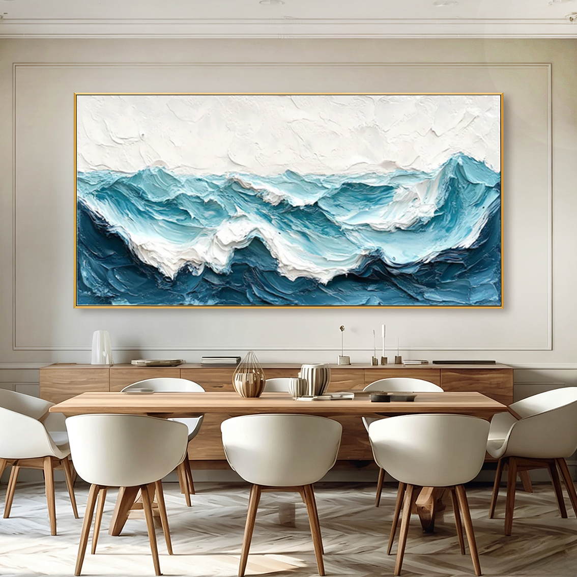 Tidal Ridge-Teal Ocean Wave Painting