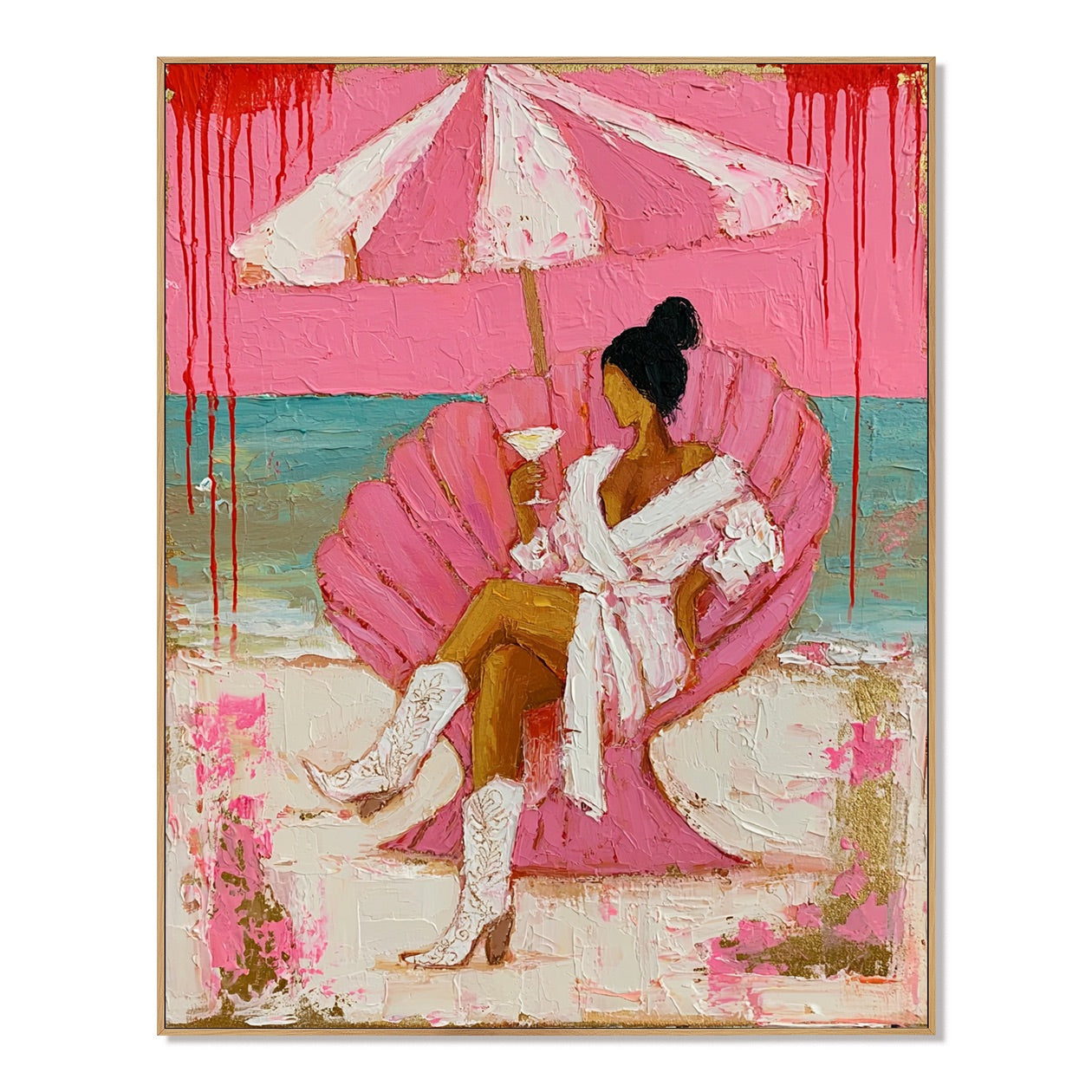 Pink Tide-Coastal Cowgirl Oil Painting