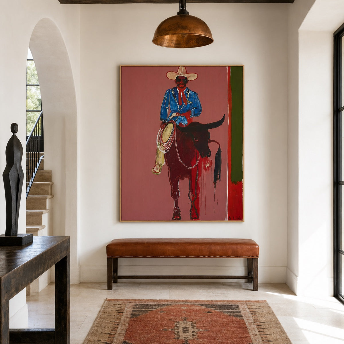 Red Spur-Rodeo Cowboy Oil Painting