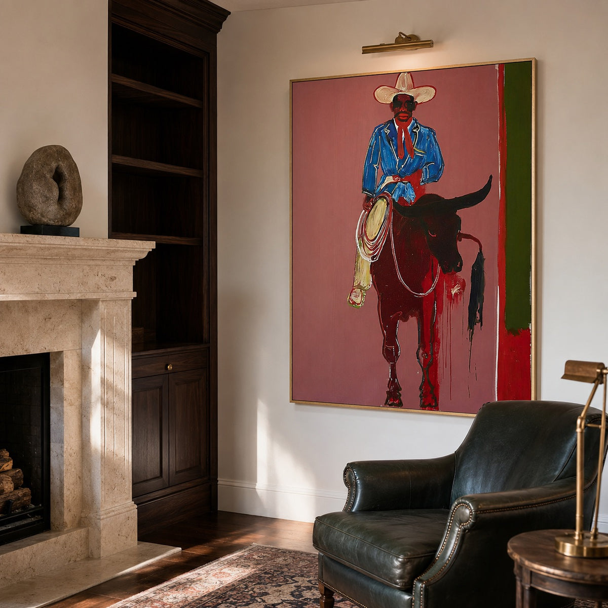 Red Spur-Rodeo Cowboy Oil Painting