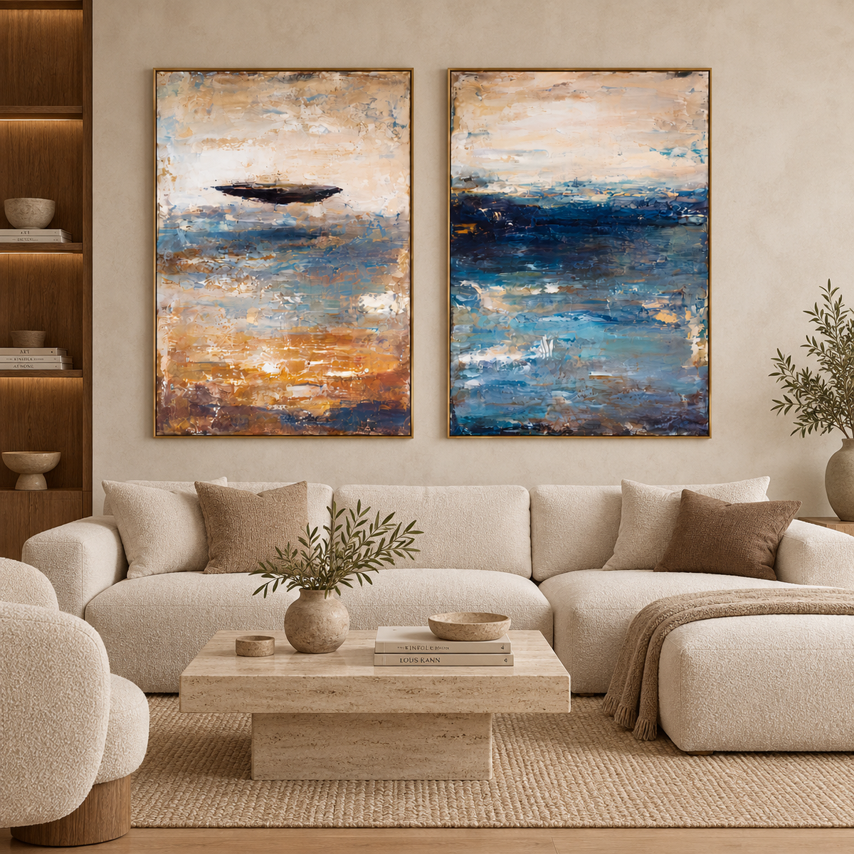 Coastal Horizon-Diptych Abstract Ocean Painting