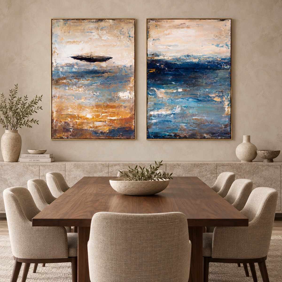 Coastal Horizon-Diptych Abstract Ocean Painting