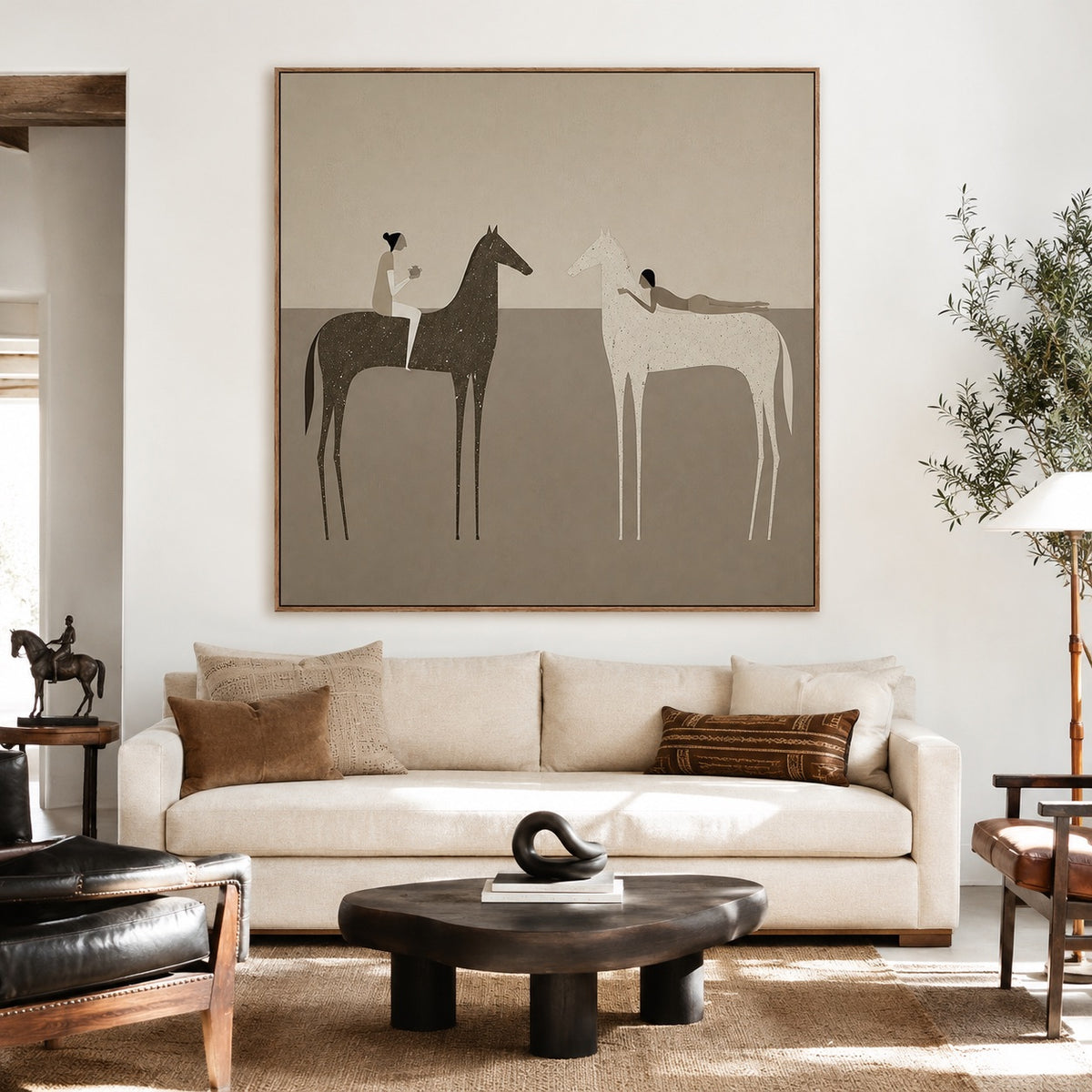 Quiet Equines-Minimalist Horse Oil Painting