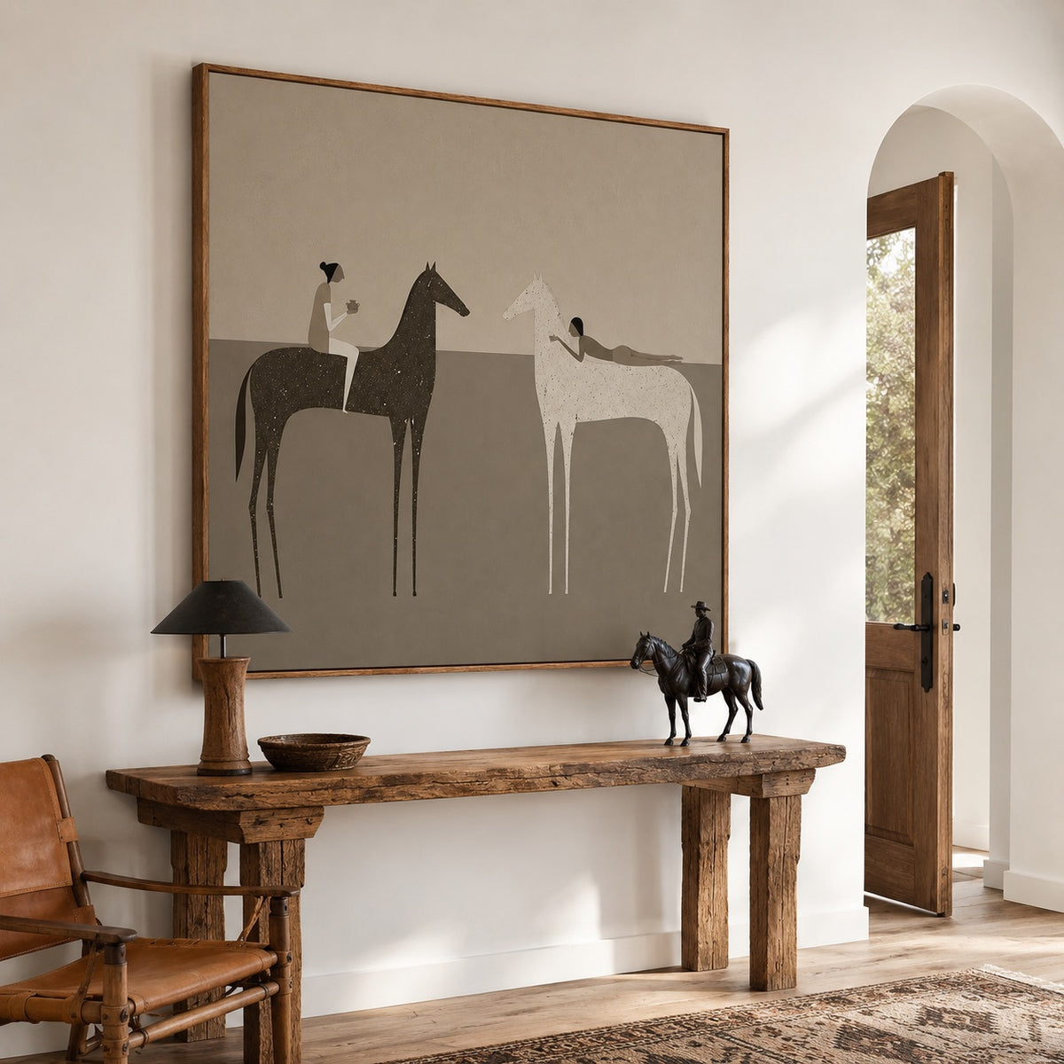 Quiet Equines-Minimalist Horse Oil Painting