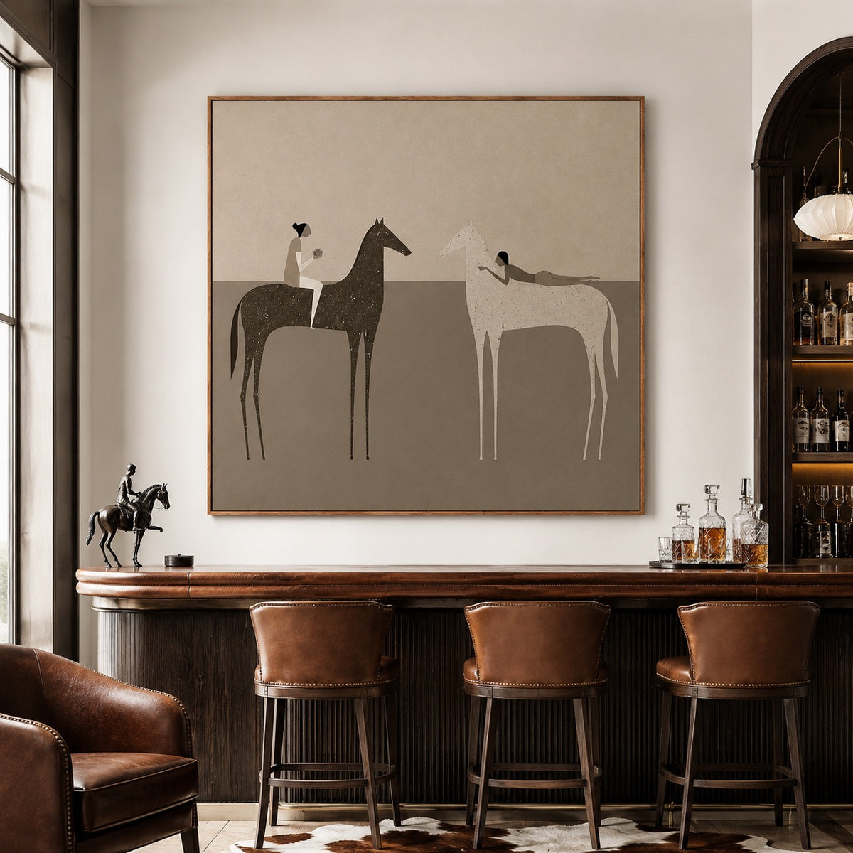Quiet Equines-Minimalist Horse Oil Painting