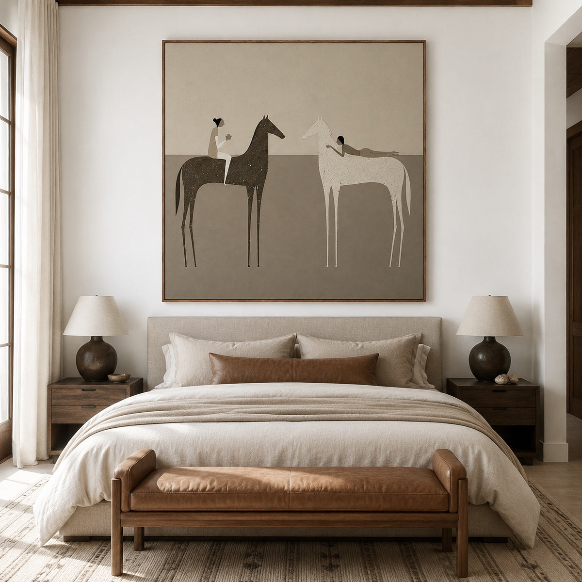 Quiet Equines-Minimalist Horse Oil Painting