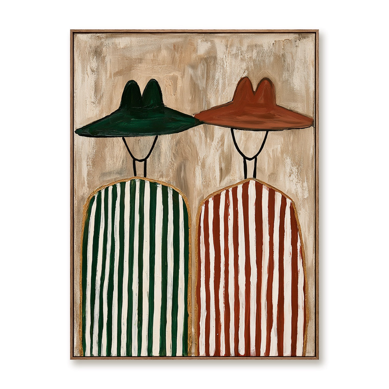 Striped Companions-Western Couple Oil Painting