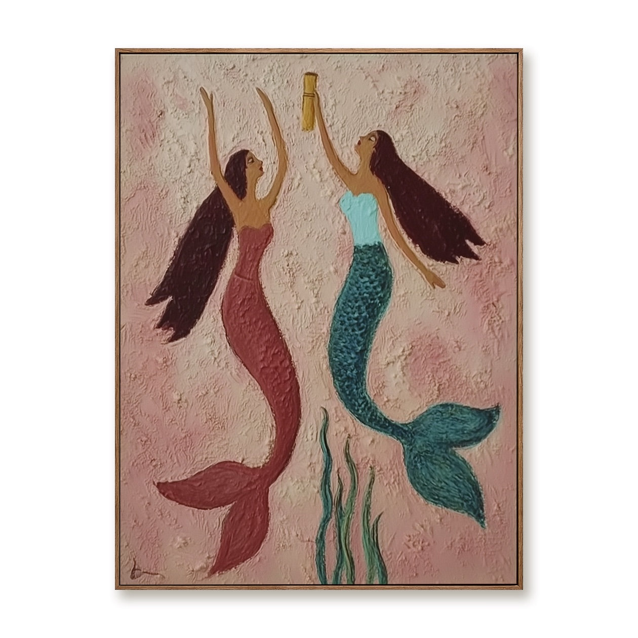 Champagne Tides-Mermaid Oil Painting