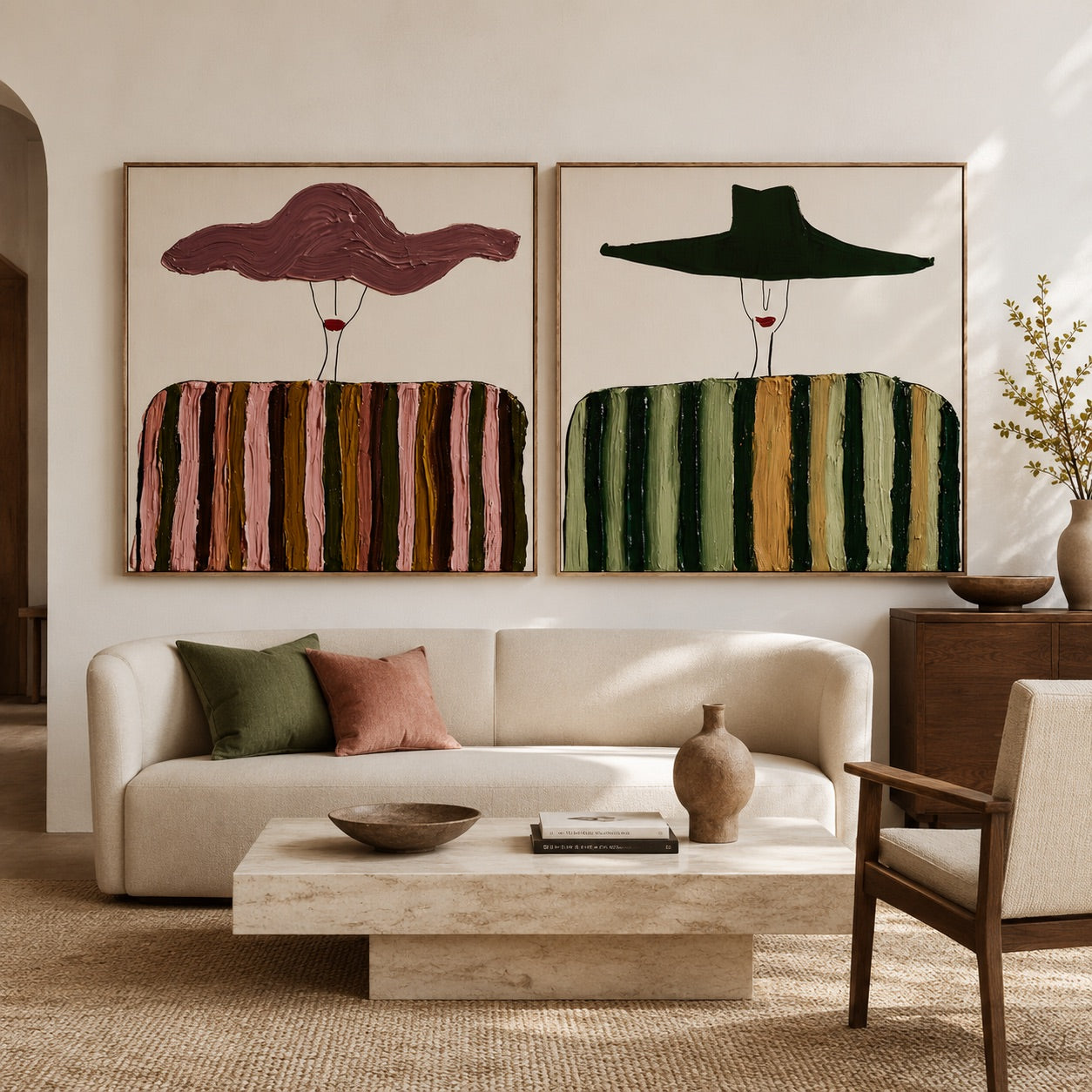 Twin Brims-Minimalist Cowgirl Painting Set