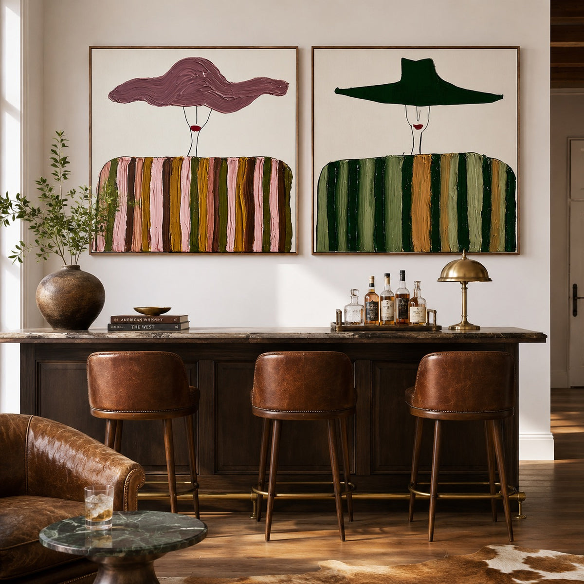 Twin Brims-Minimalist Cowgirl Painting Set