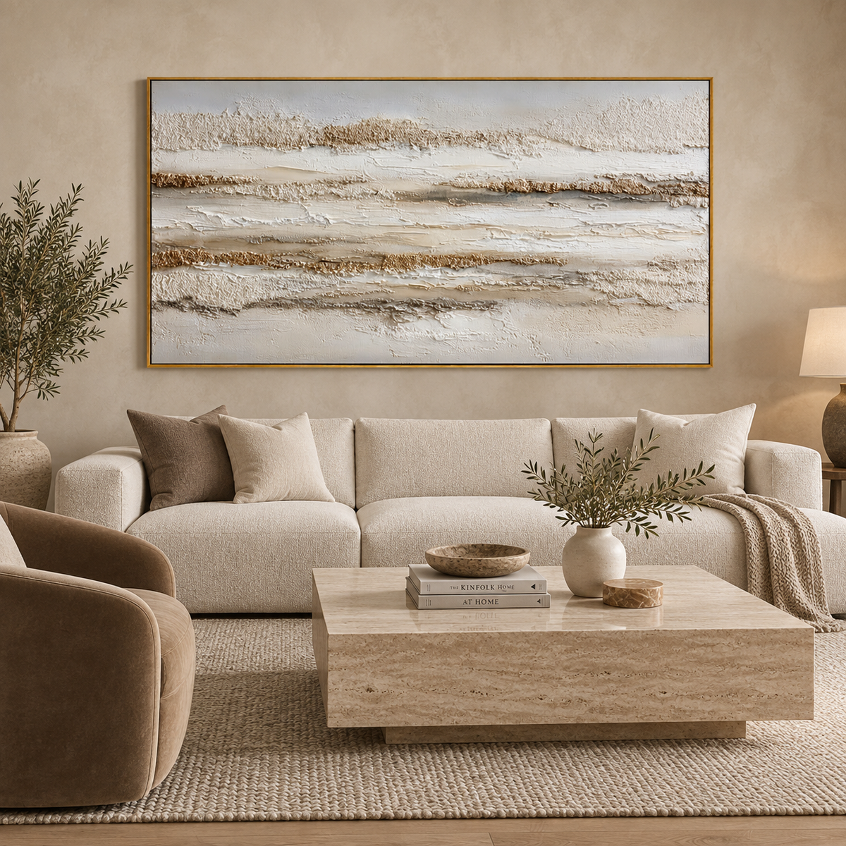 Ivory Strata-Neutral Textured Abstract Painting