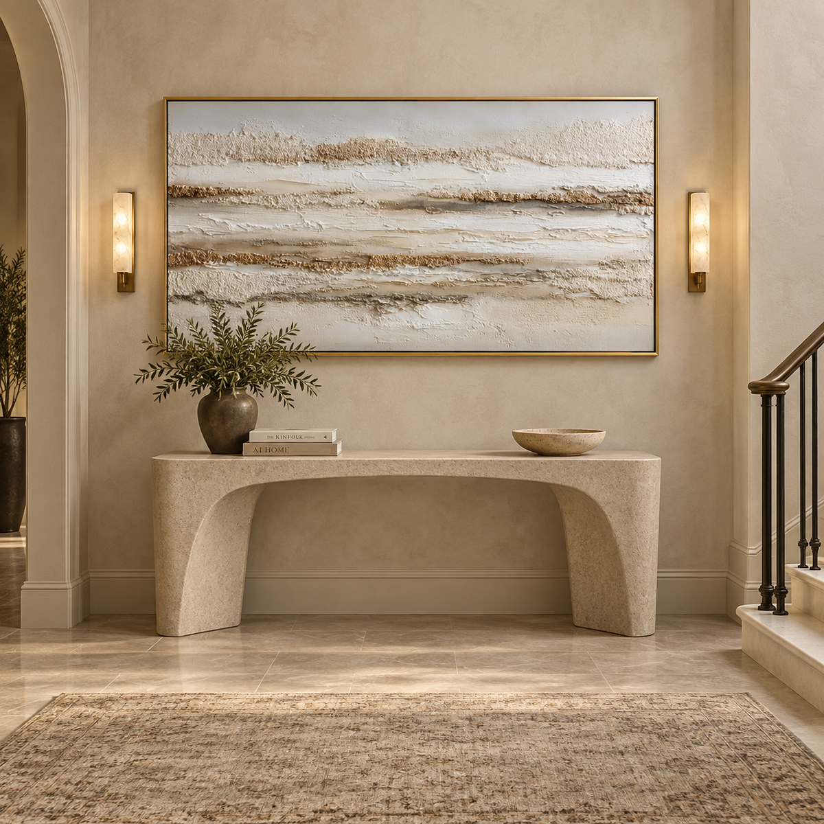 Ivory Strata-Neutral Textured Abstract Painting