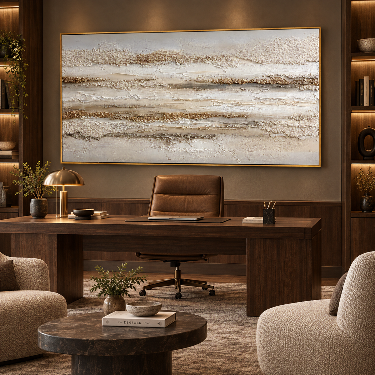 Ivory Strata-Neutral Textured Abstract Painting