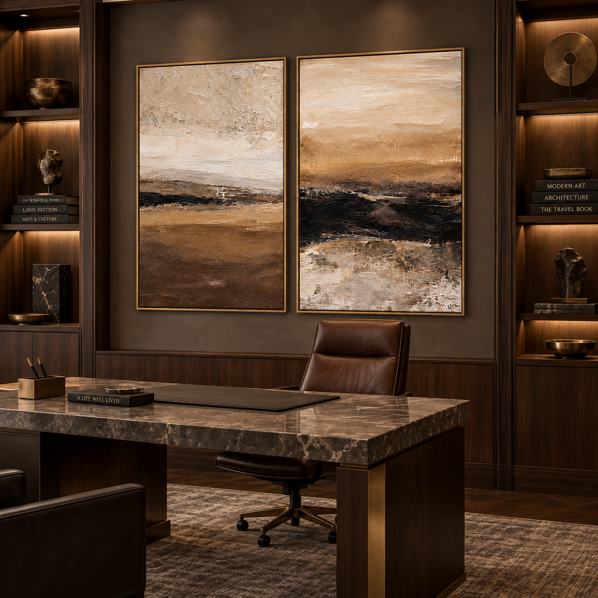 Earthbound Horizon-Diptych Abstract Landscape Painting