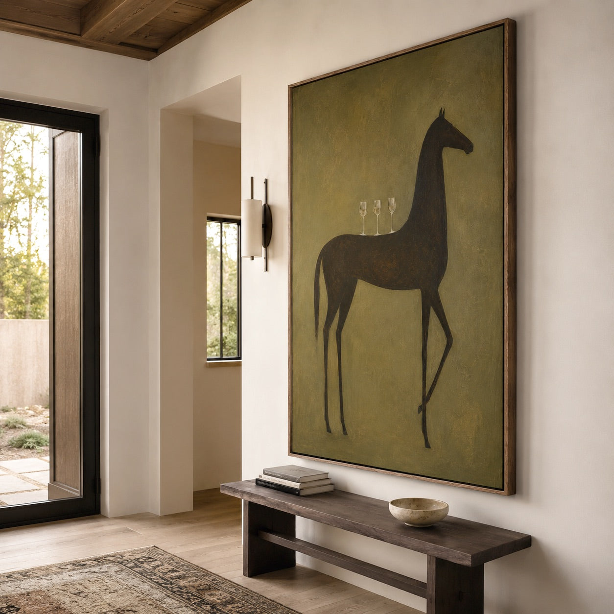 Midnight Toast-Black Horse Oil Painting