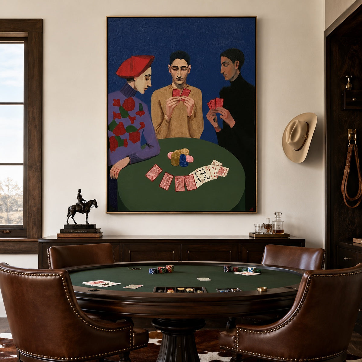 Midnight Deal-Card Game Oil Painting