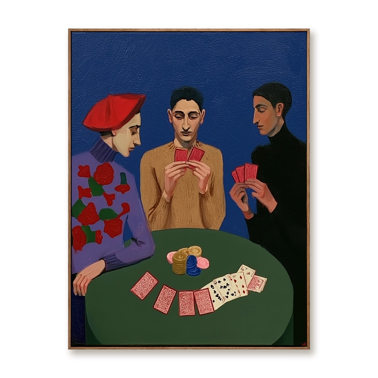Midnight Deal-Card Game Oil Painting