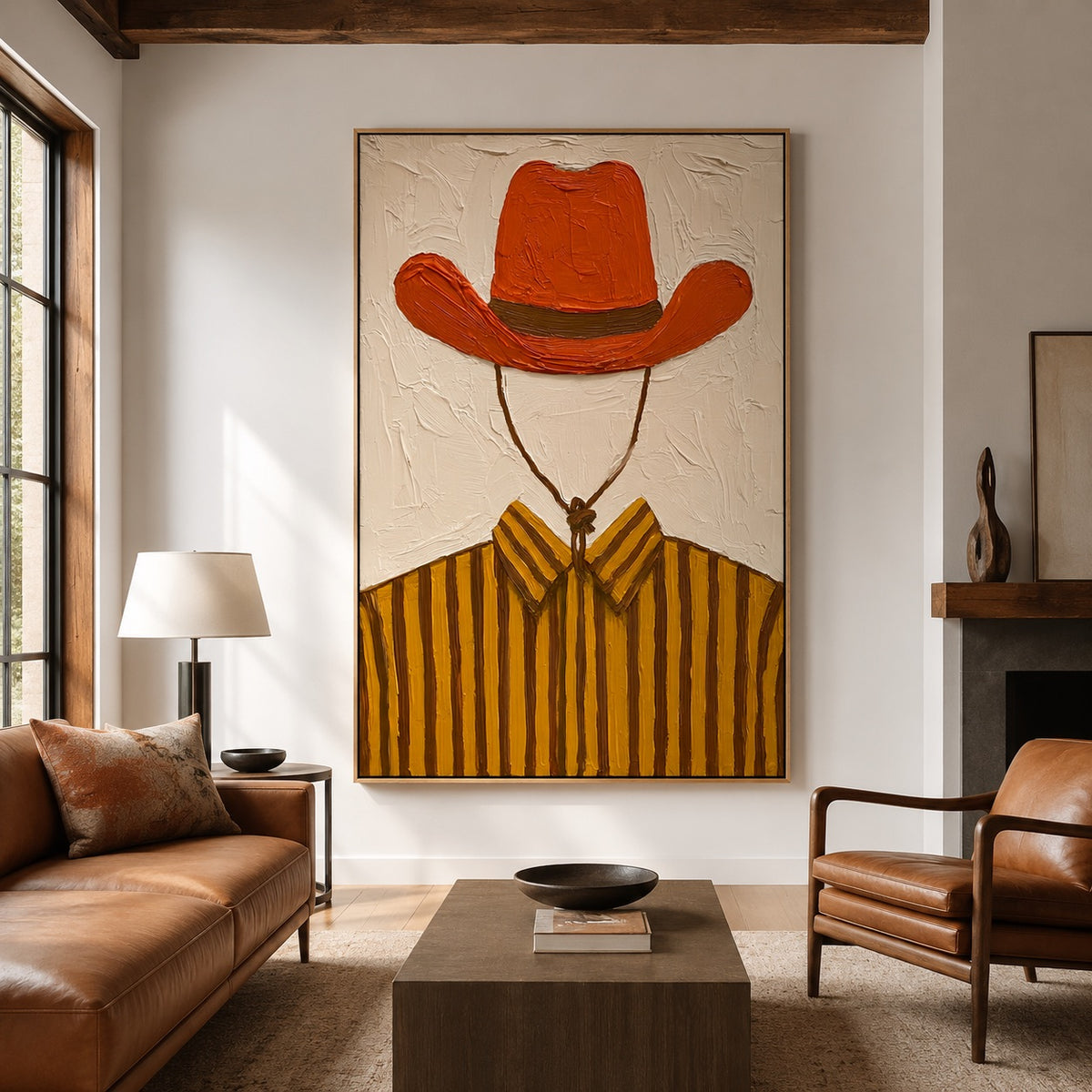 Burnt Ember-Orange Cowboy Hat Oil Painting