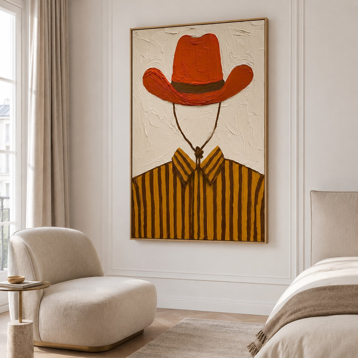 Burnt Ember-Orange Cowboy Hat Oil Painting
