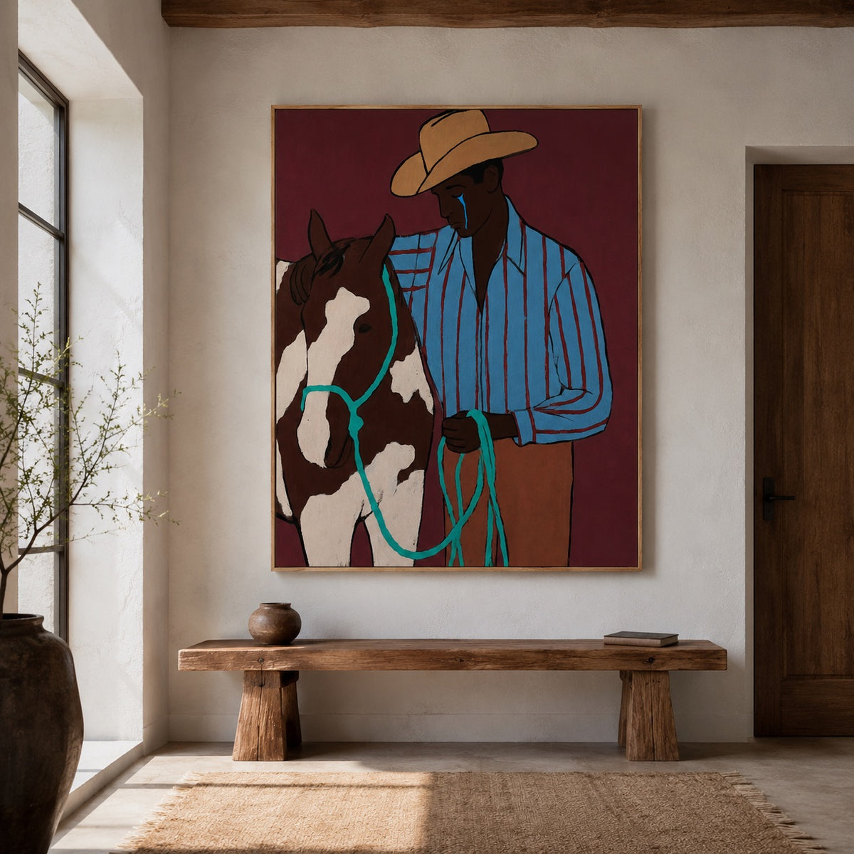 Blue Tear-Cowboy Horse Oil Painting