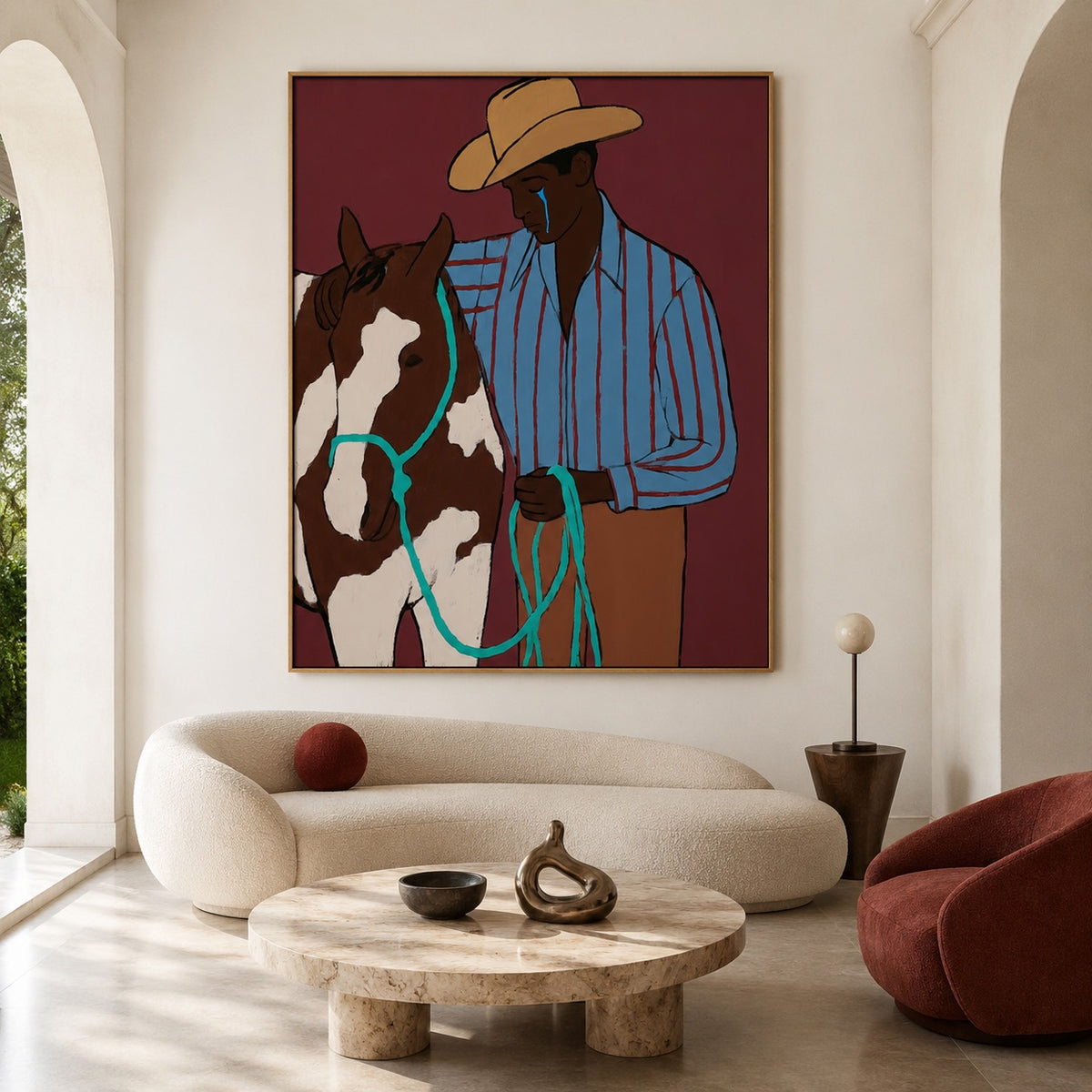 Blue Tear-Cowboy Horse Oil Painting