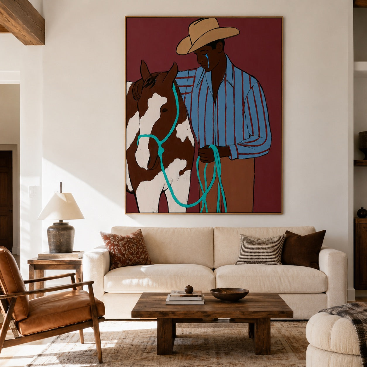 Blue Tear-Cowboy Horse Oil Painting