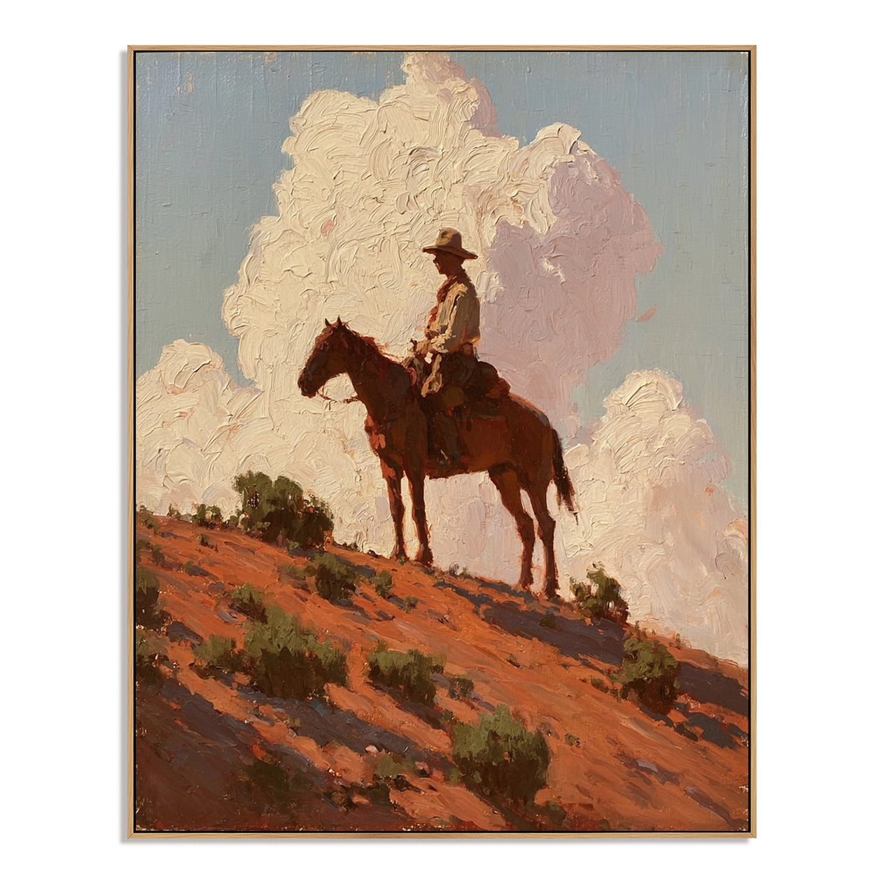 High Plains-Cowboy Landscape Oil Painting