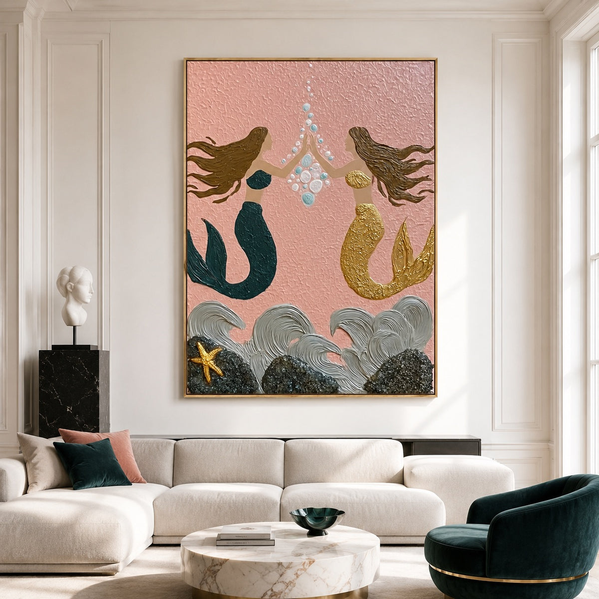 Pearl Sisters-Mermaid Friendship Oil Painting