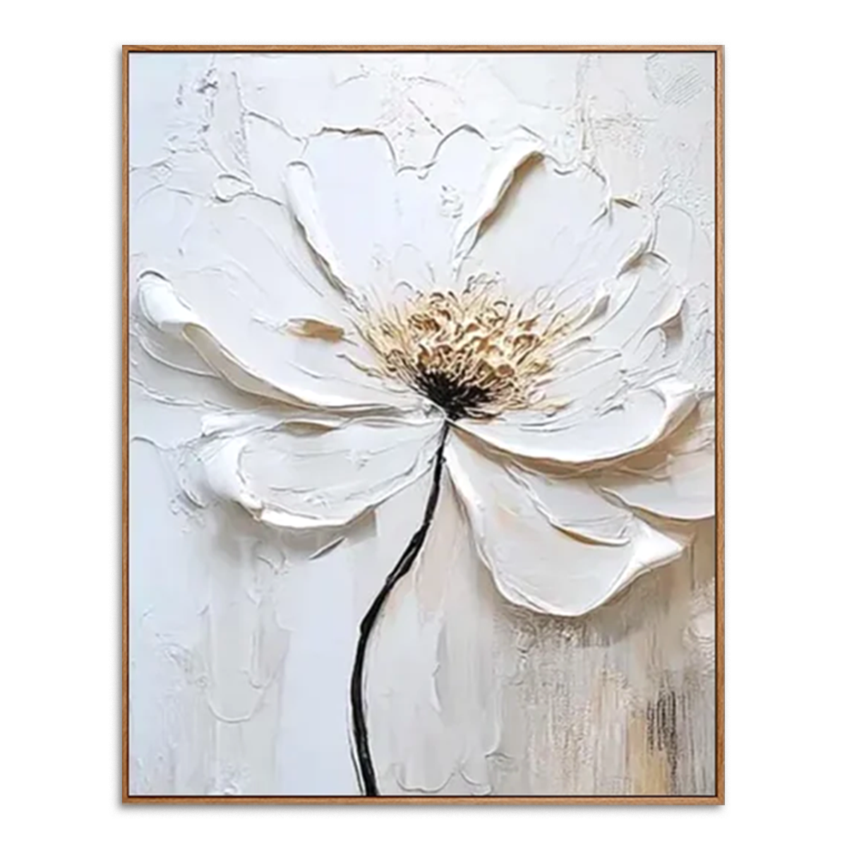 Ivory Petal-White Floral Impasto Painting