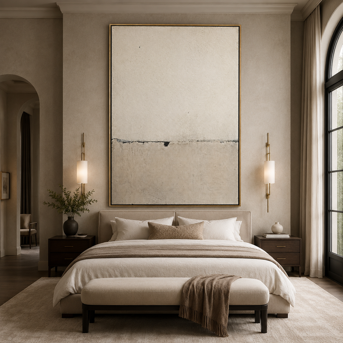 Silent Divide-Beige Minimalist Abstract Painting