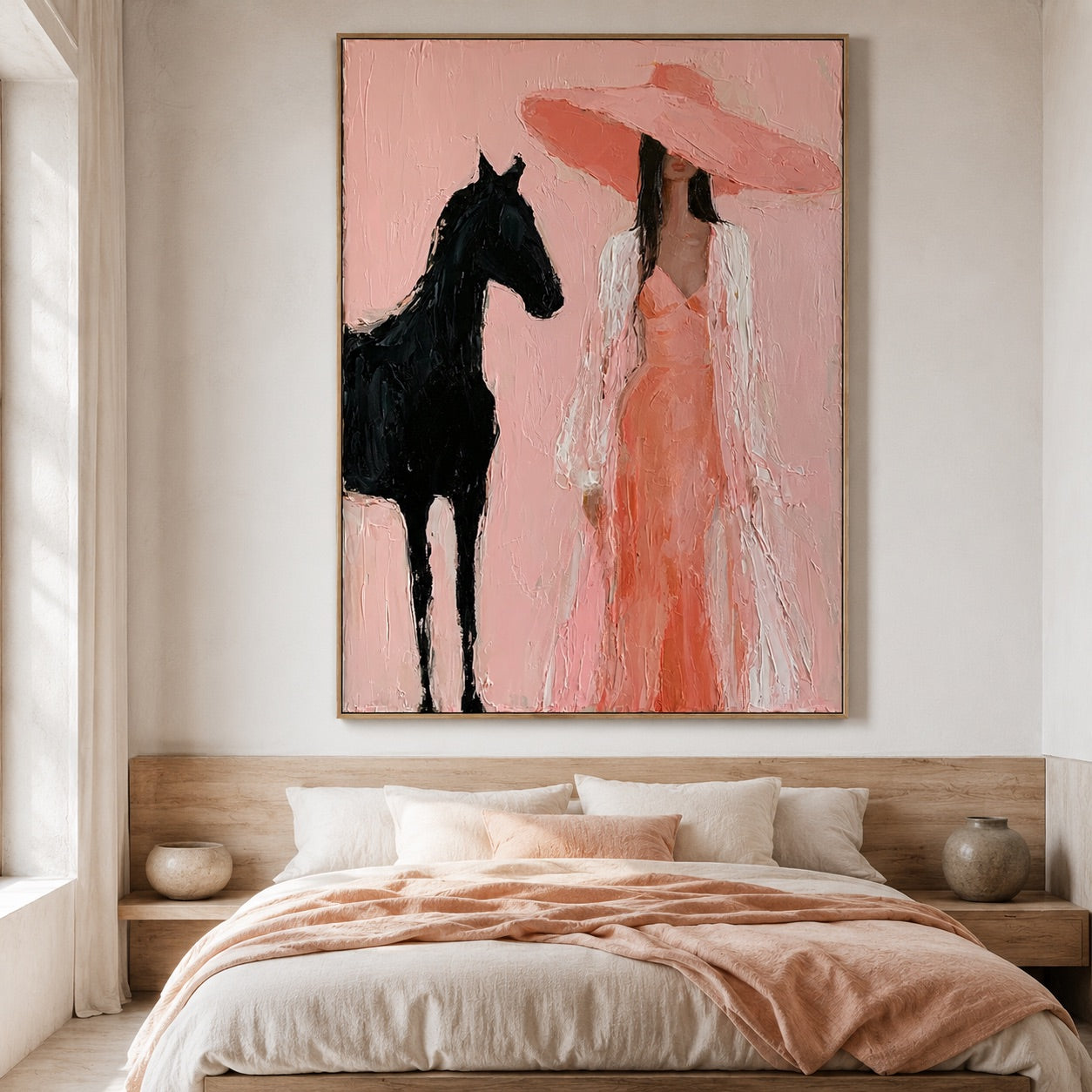 Blush Rider-Pink Cowgirl Horse Oil Painting