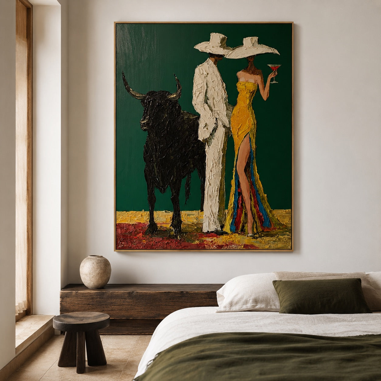 Emerald Rendezvous-Western Couple Oil Painting