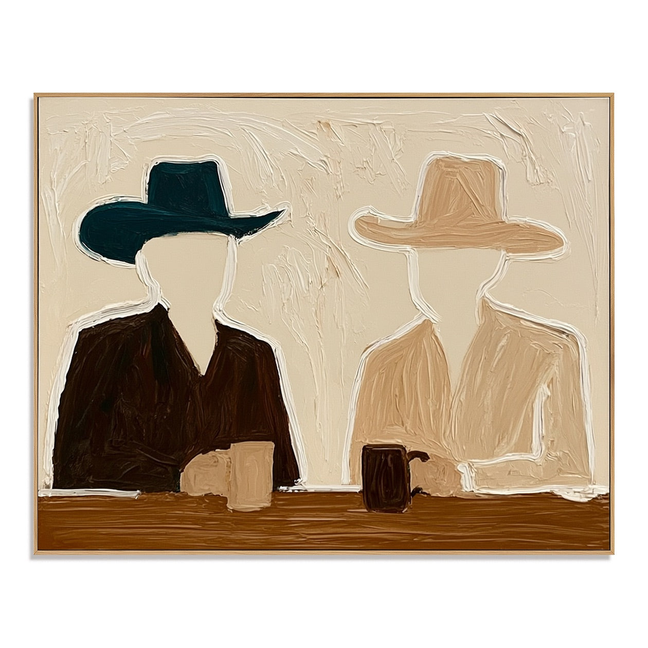 Quiet Saloon-Minimalist Cowboy Oil Painting)