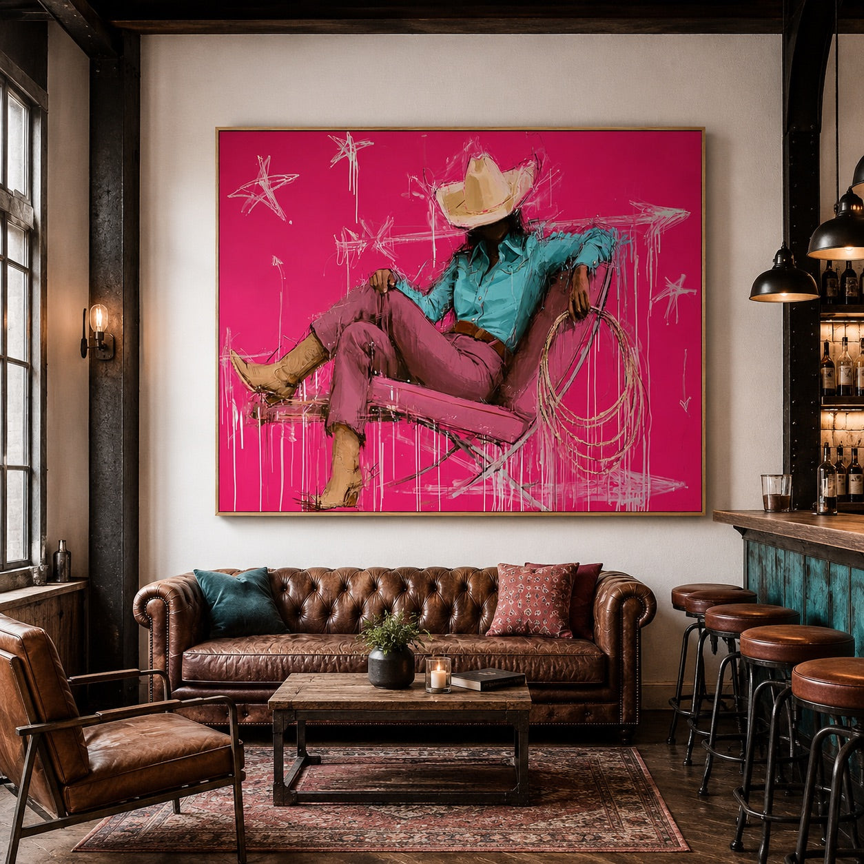Pink Rodeo-Rodeo Cowgirl Oil Painting