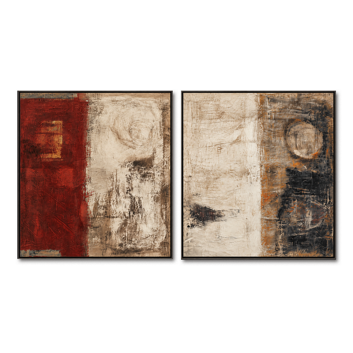 Rustic Balance-Diptych Abstract Texture Painting