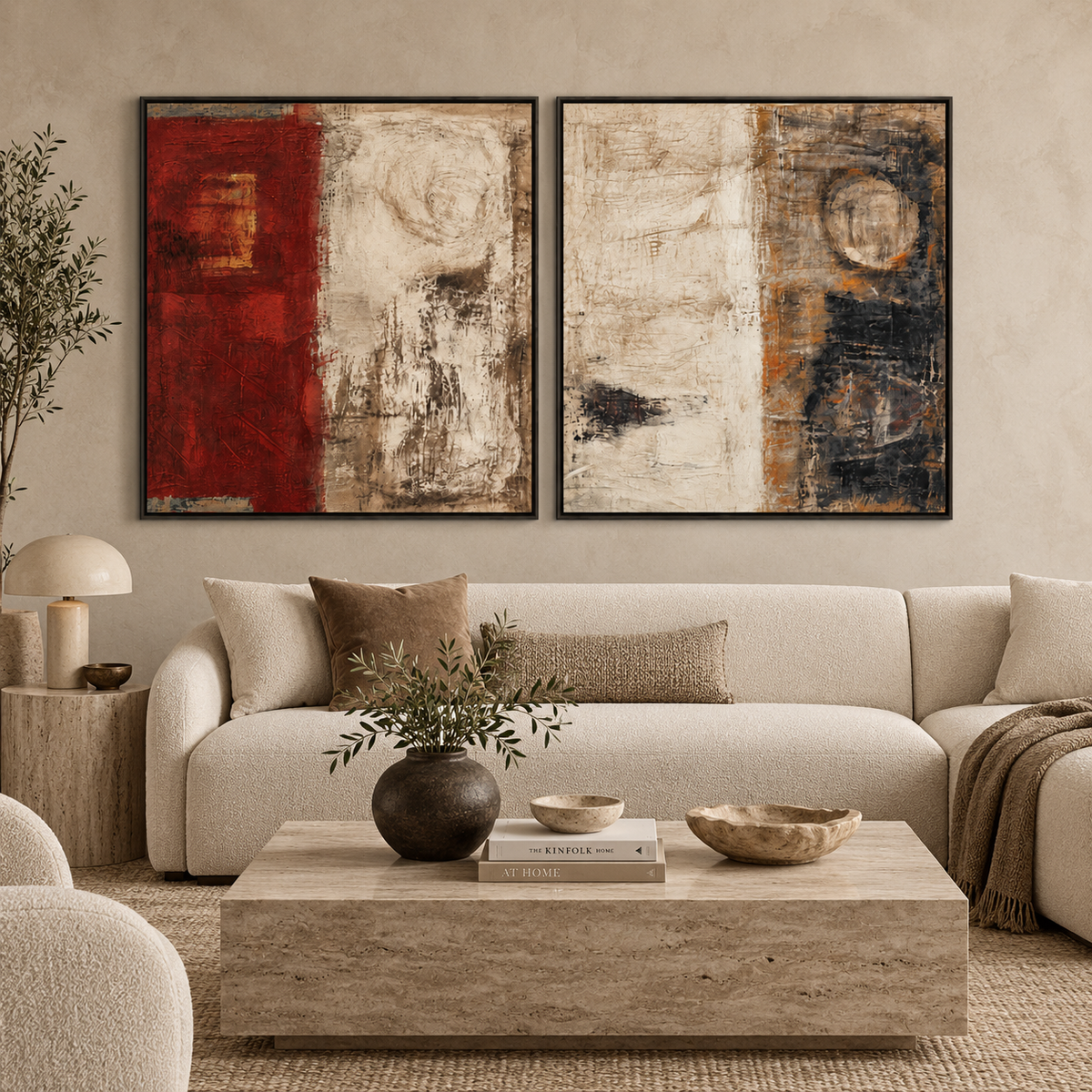Rustic Balance-Diptych Abstract Texture Painting