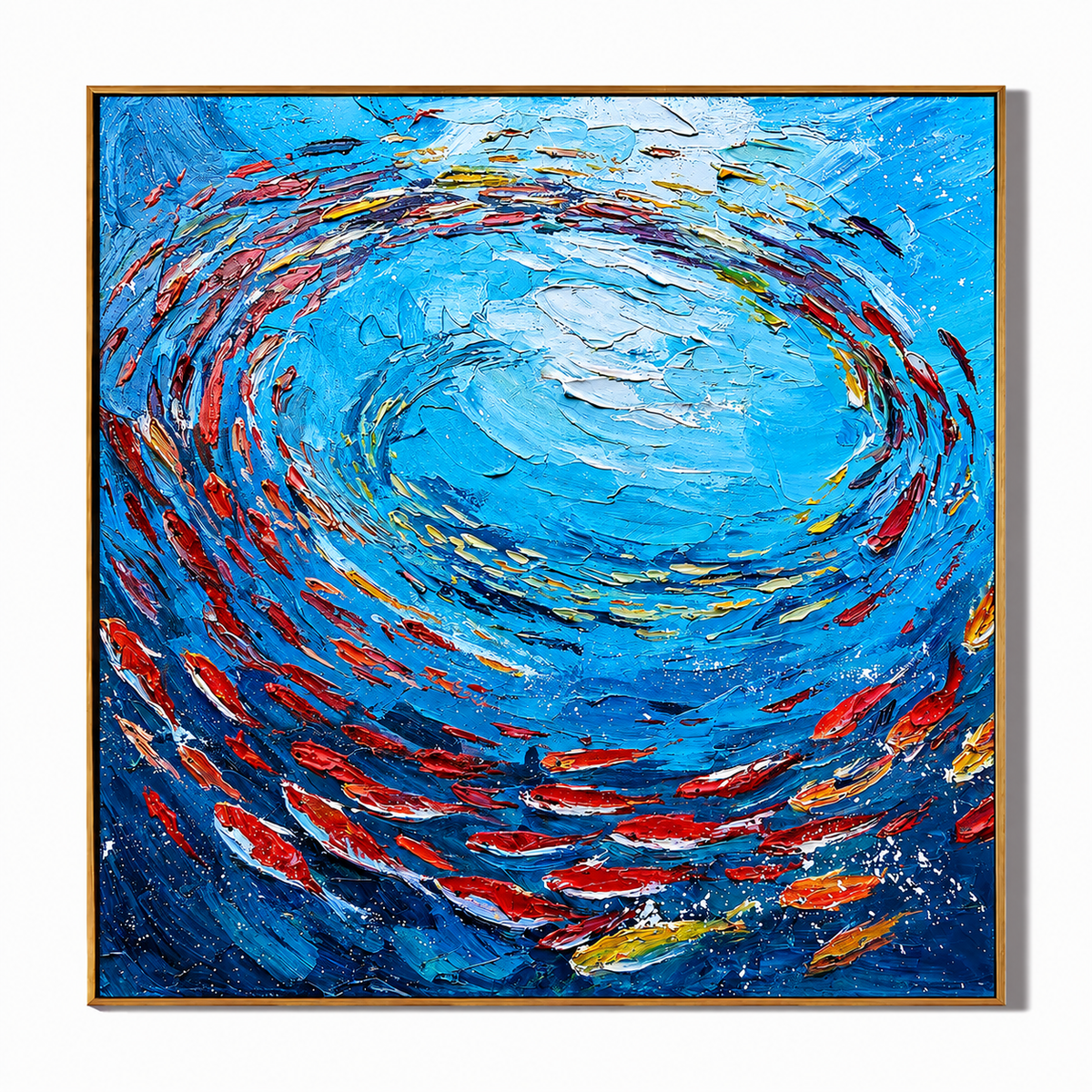 Azure Spiral-Colorful Koi Fish Painting