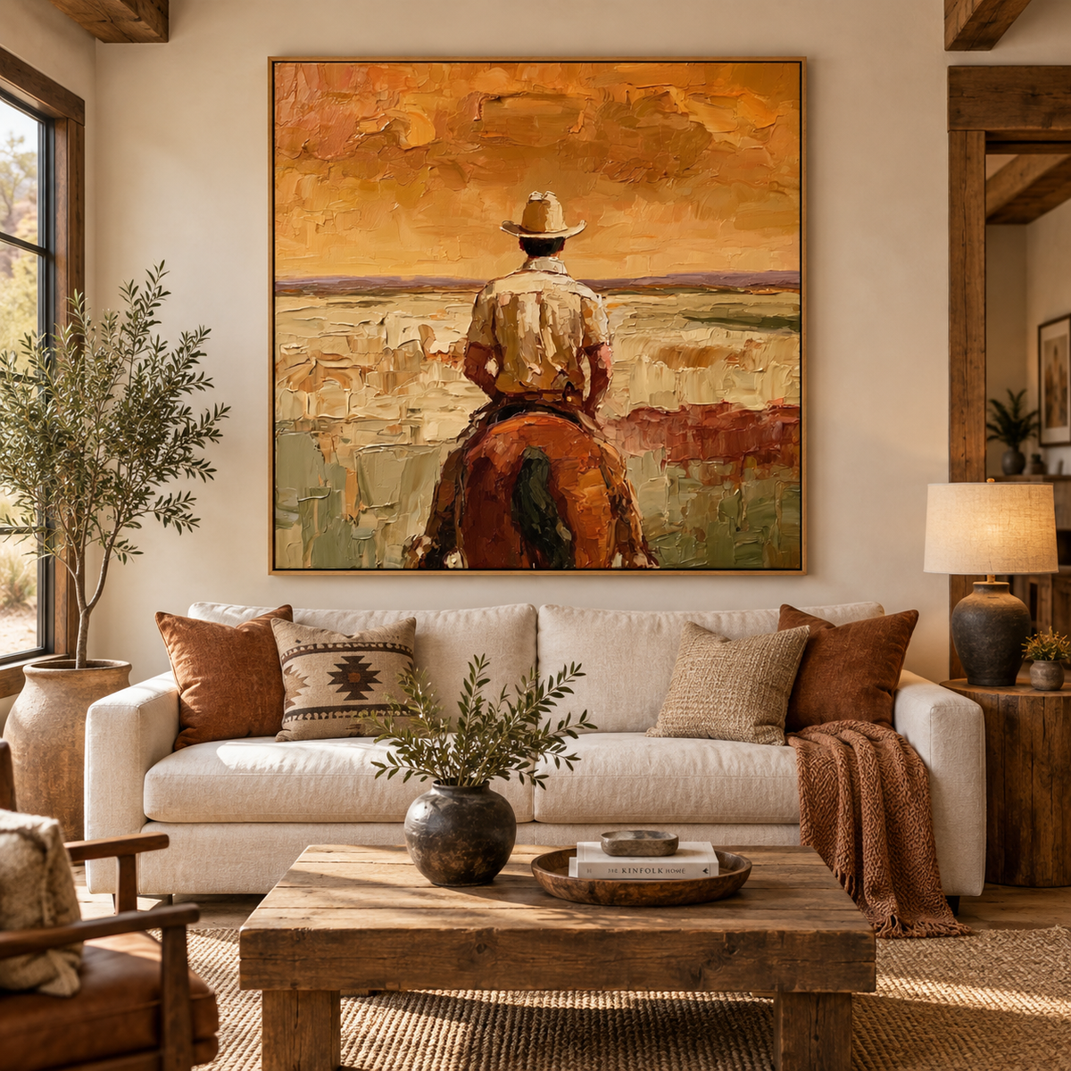 Amber Horizon-Western Cowboy Horse Painting
